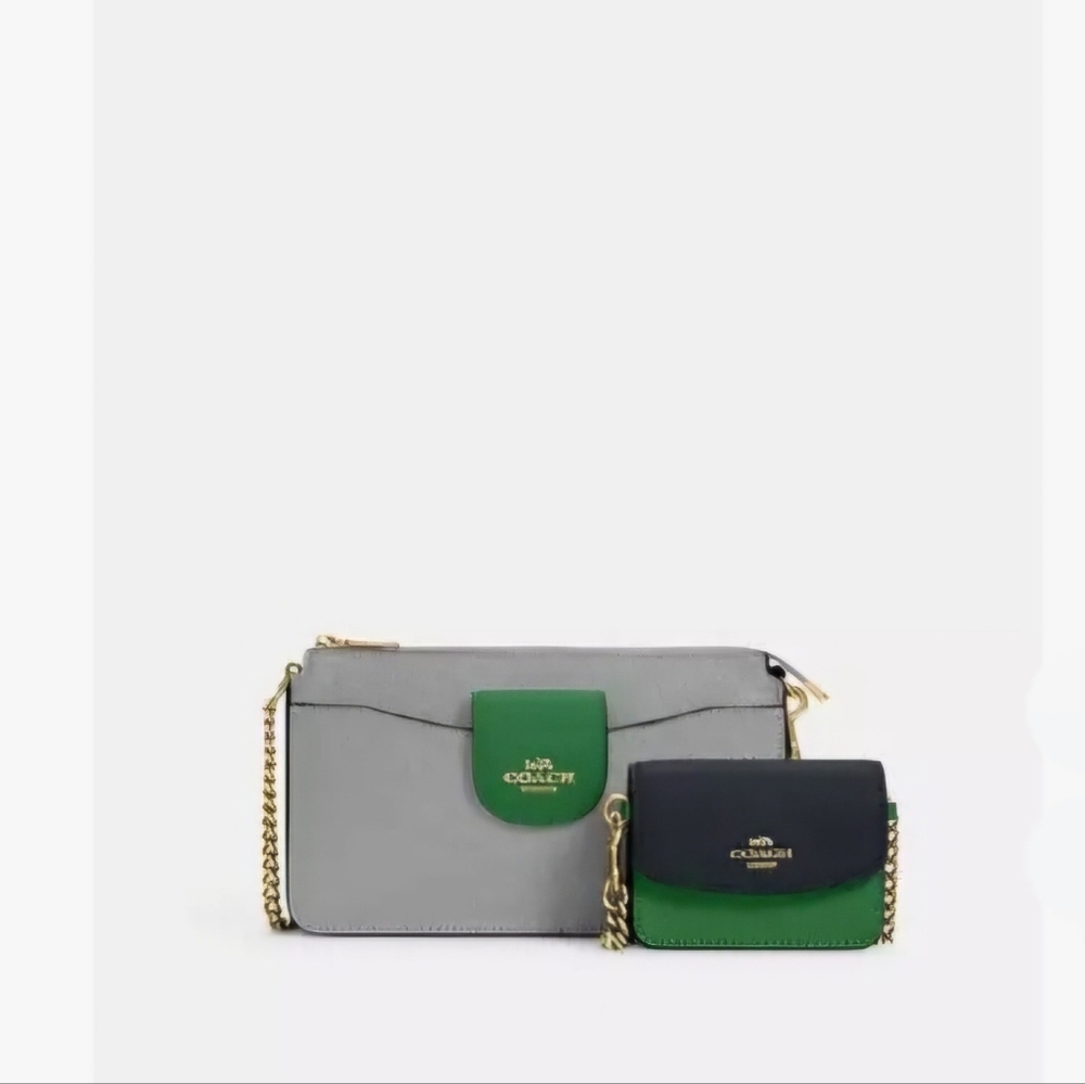 NWT Green & Grey Poppy Crossbody with card case in Colorblock